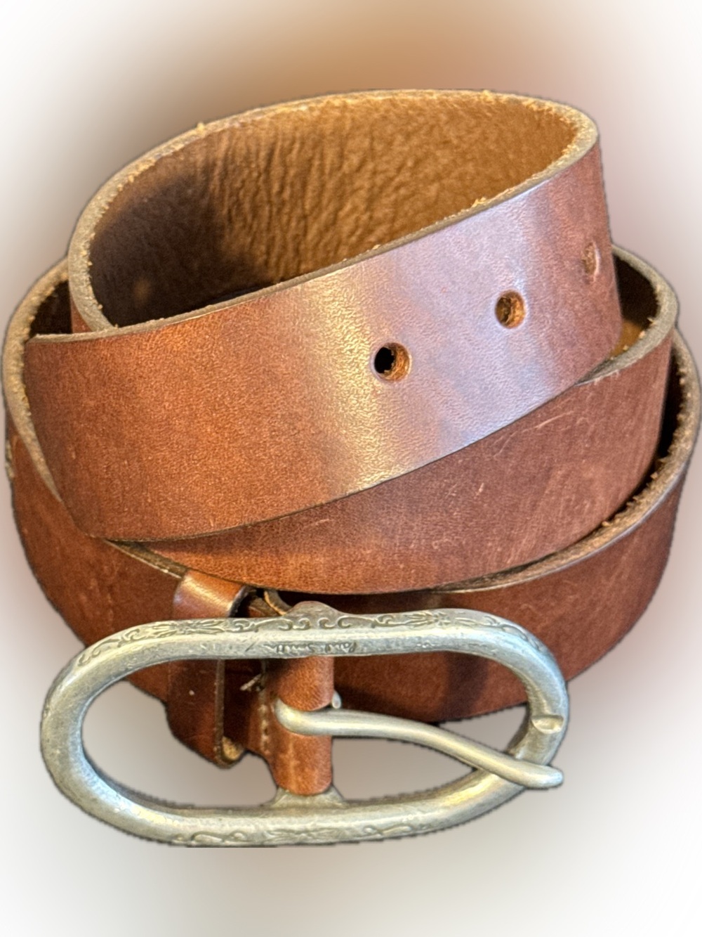 Paul Smith Brown Leather Belt Made in England Oval Buckle Suze 40/100